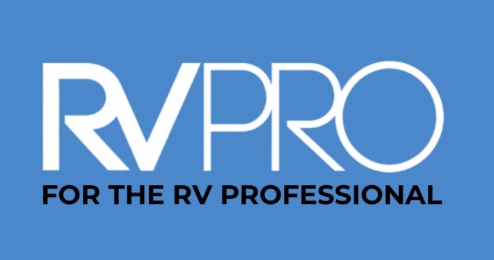 RV Pro logo on a blue background with the tagline 'FOR THE RV PROFESSIONAL' beneath it