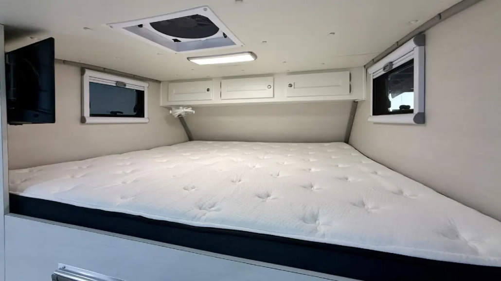 A king bed inside a Panthera 240