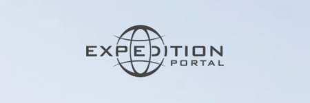 expedition-portal-1 | Tiger Adventure Vehicles Expedition Portal logo with a stylized globe and bold lettering on a pale blue background